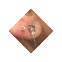Load image into Gallery viewer, Amethyst x Diamond Stud Earrings