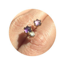 Load image into Gallery viewer, Amethyst x Diamond Stud Earrings