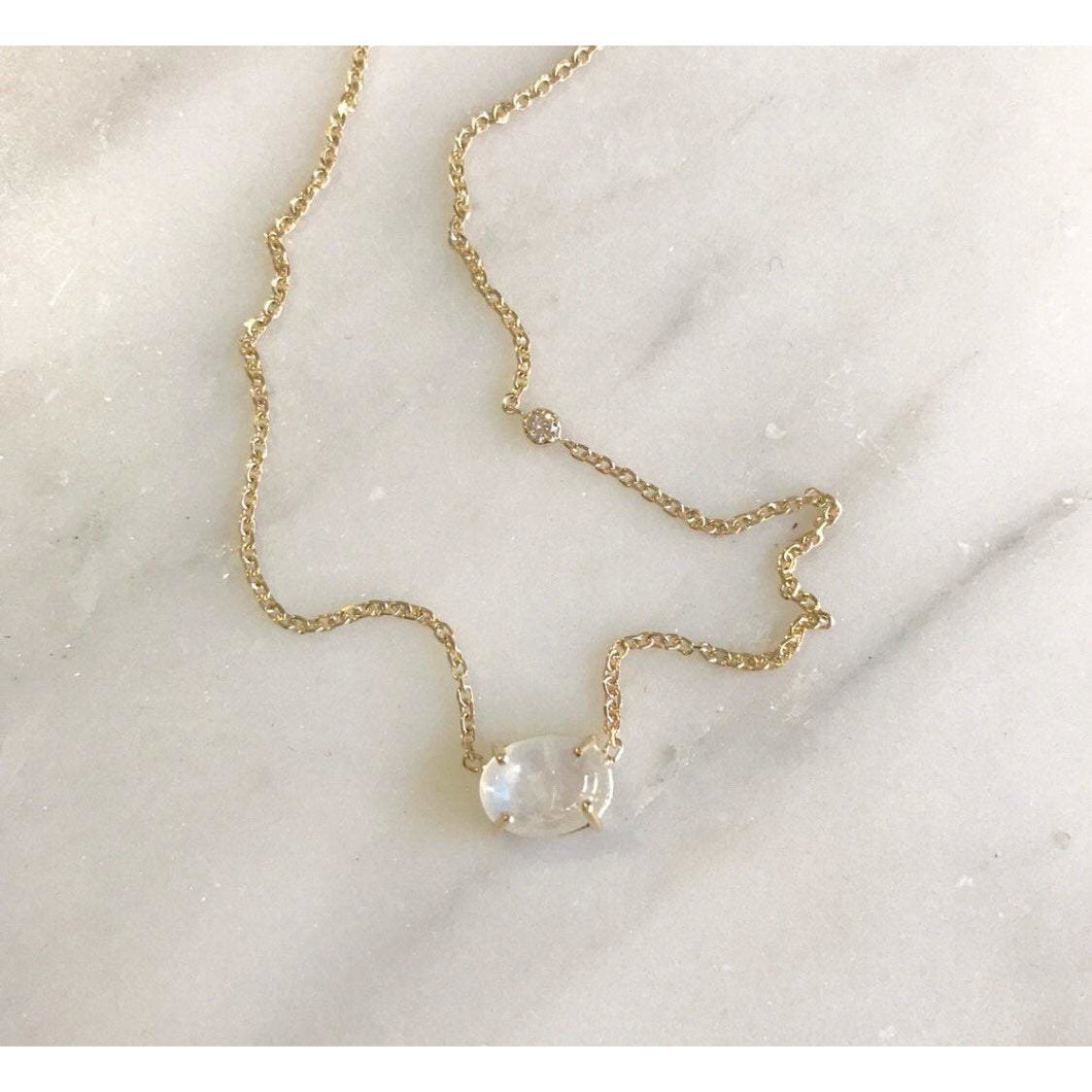 Moonstone x White Diamond Necklace